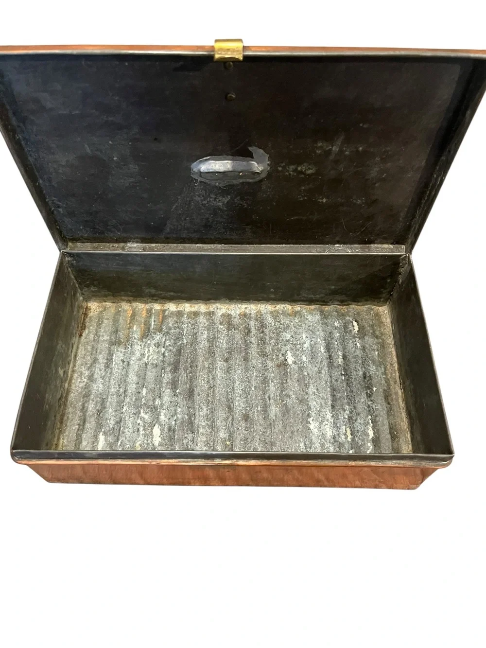 VTG Copper Storage Box Hinged Lid Latch Closure Brass Hardware Weathered Patina